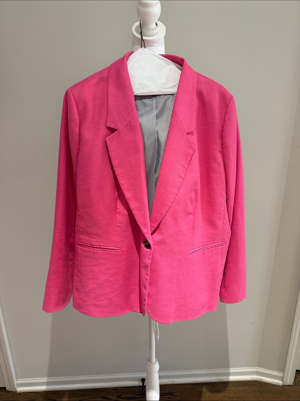J Crew Bright Pink Single-Button Tailored Blazer Size 22